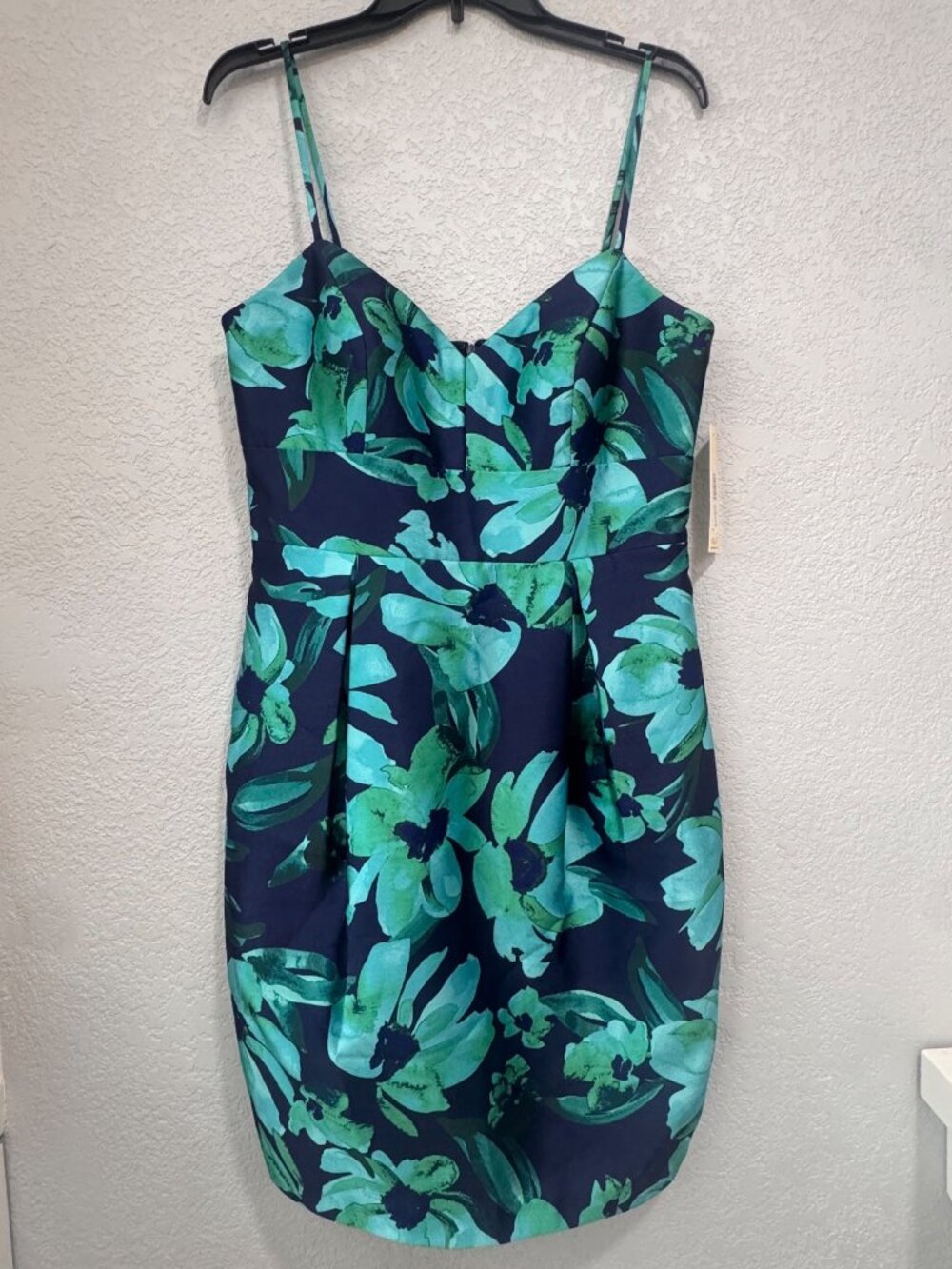 Eliza J Blue & Green Floral Print Sleeveless Dress With Adjustable Straps Size 8 - Picture 6 of 7